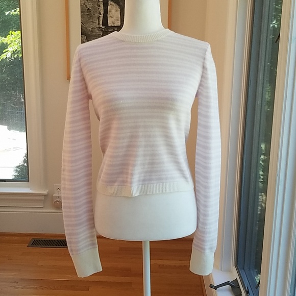 Intermix Cashmere Striped Cut Out Back Sweater - Picture 6 of 8